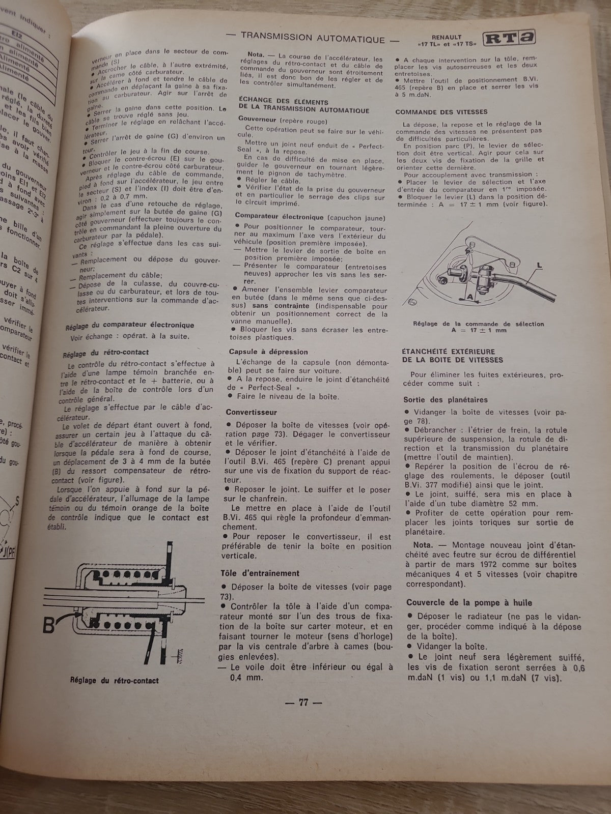 RTA Revue Technique Automobile Renault 17 TL TS 1973 (Liv178)