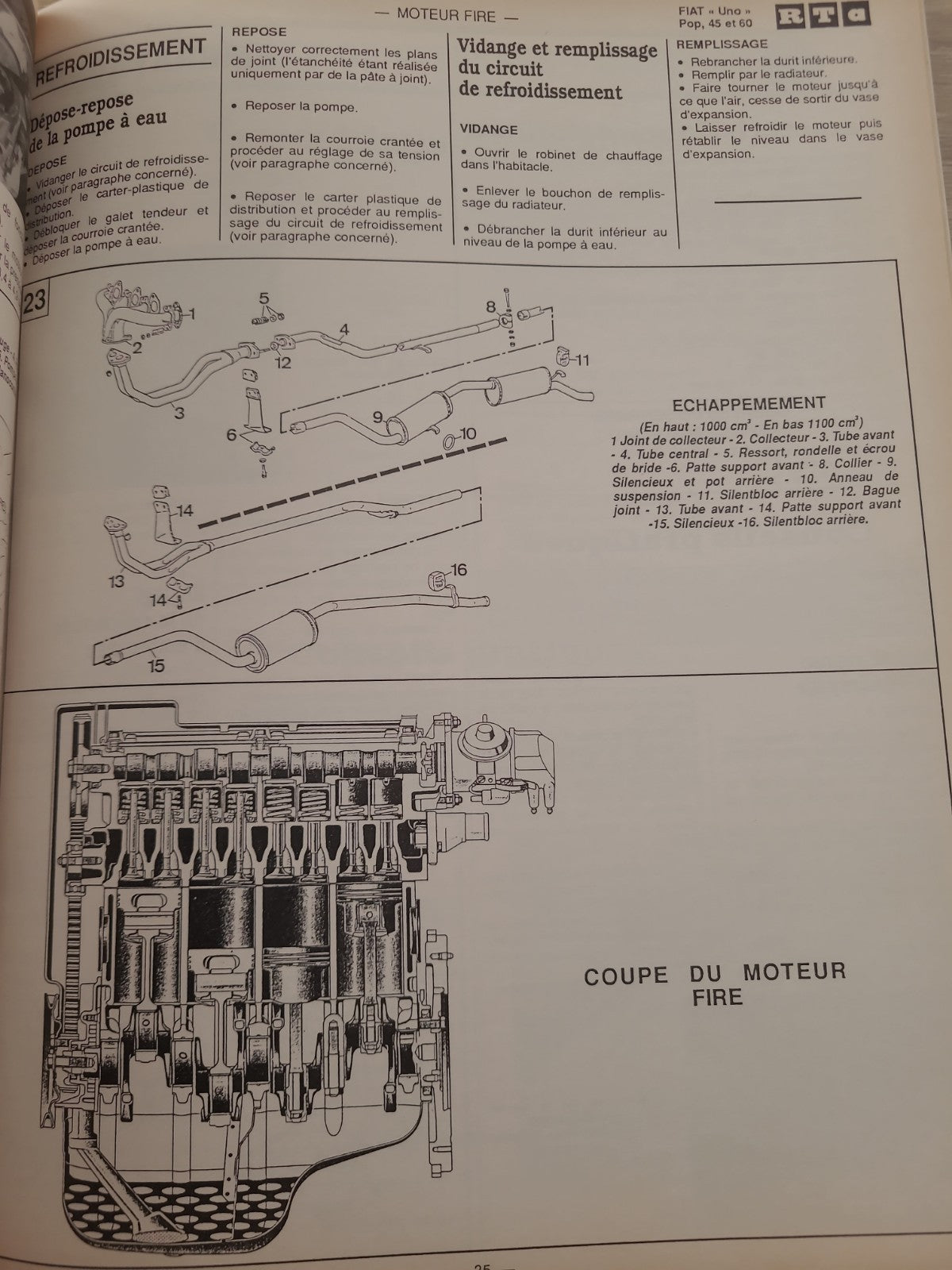 RTA Revue Technique Automobile Fiat Uno Essence 1990 (Liv195)