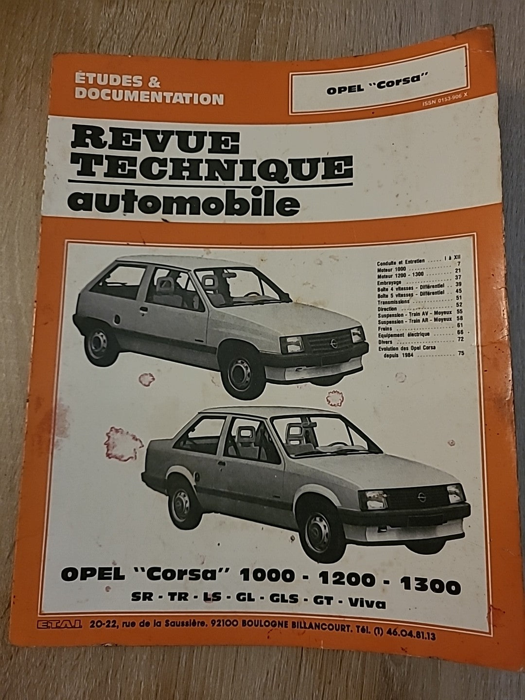 Revue Technique Auto OPEL CORSA 1000 1200 1300 RTA de 78 pages (Liv88)