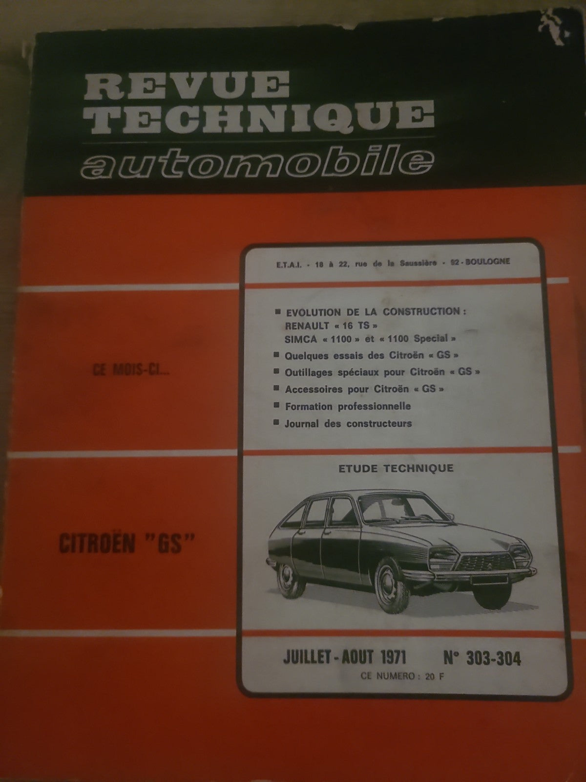 RTA Revue Technique Automobile Citroën GS Livre Ancien 1971 (Liv244)