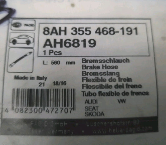 Flexible De Frein Hella Seat Skoda Volkswage Audi  8ah355468191 560mm  (#AUT153)