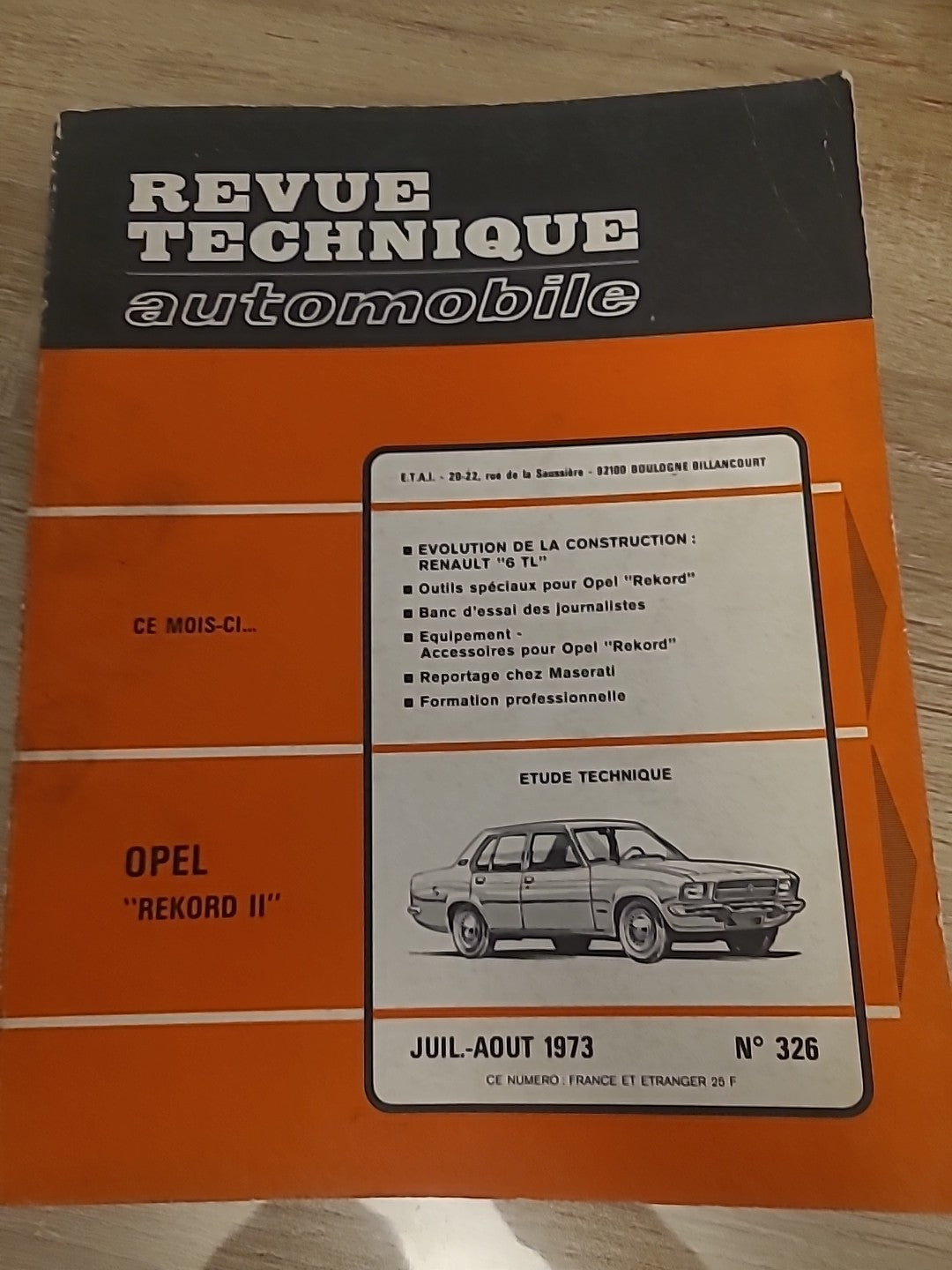 Revue Technique Auto Opel Rekord Série 2 RTA de 126 pages (Liv106)