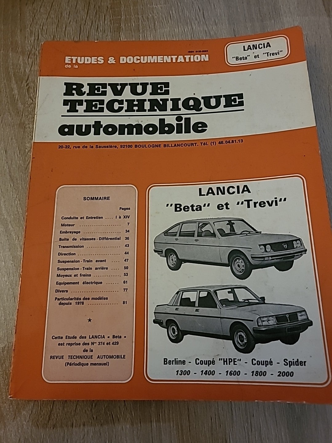 Revue Technique Auto LANCIA BETA TREVI RTA de 90 pages (Liv82)