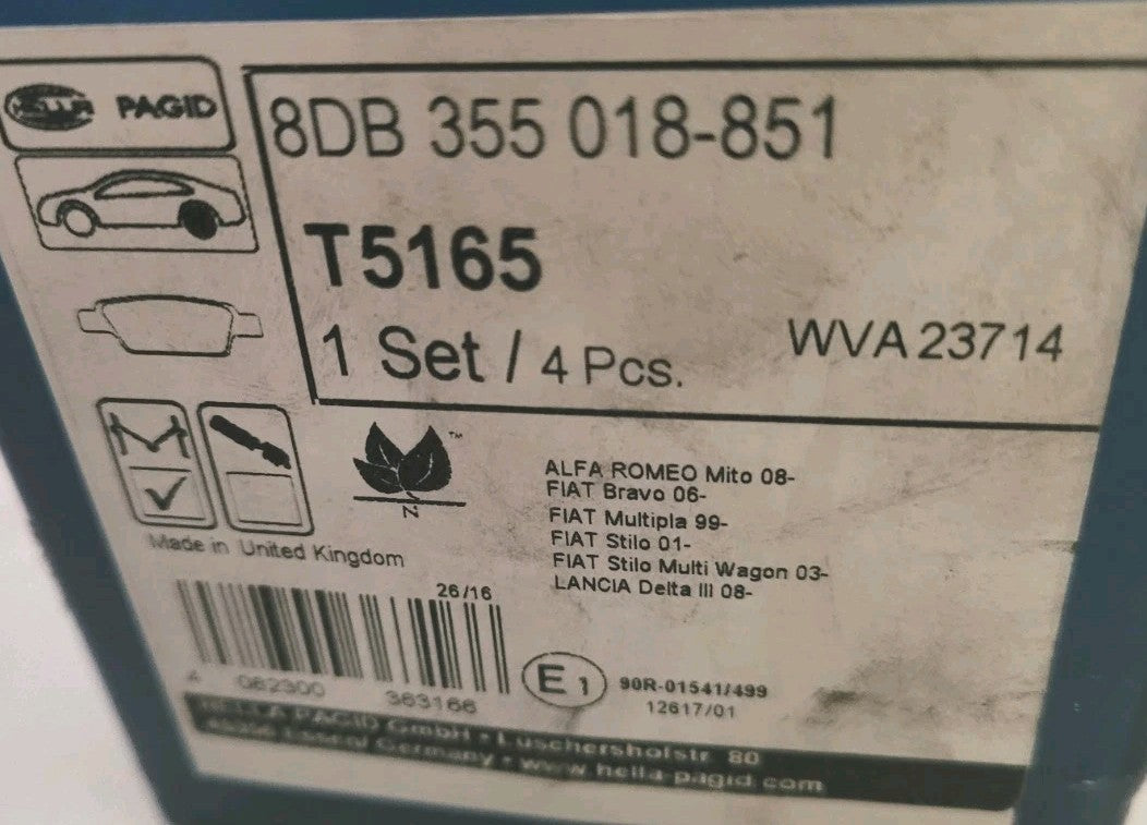 Plaquettes Neuf Arrière HELLA 23714 Alfa MiTo Fiat Stilo Bravo Multipla (#AUT209