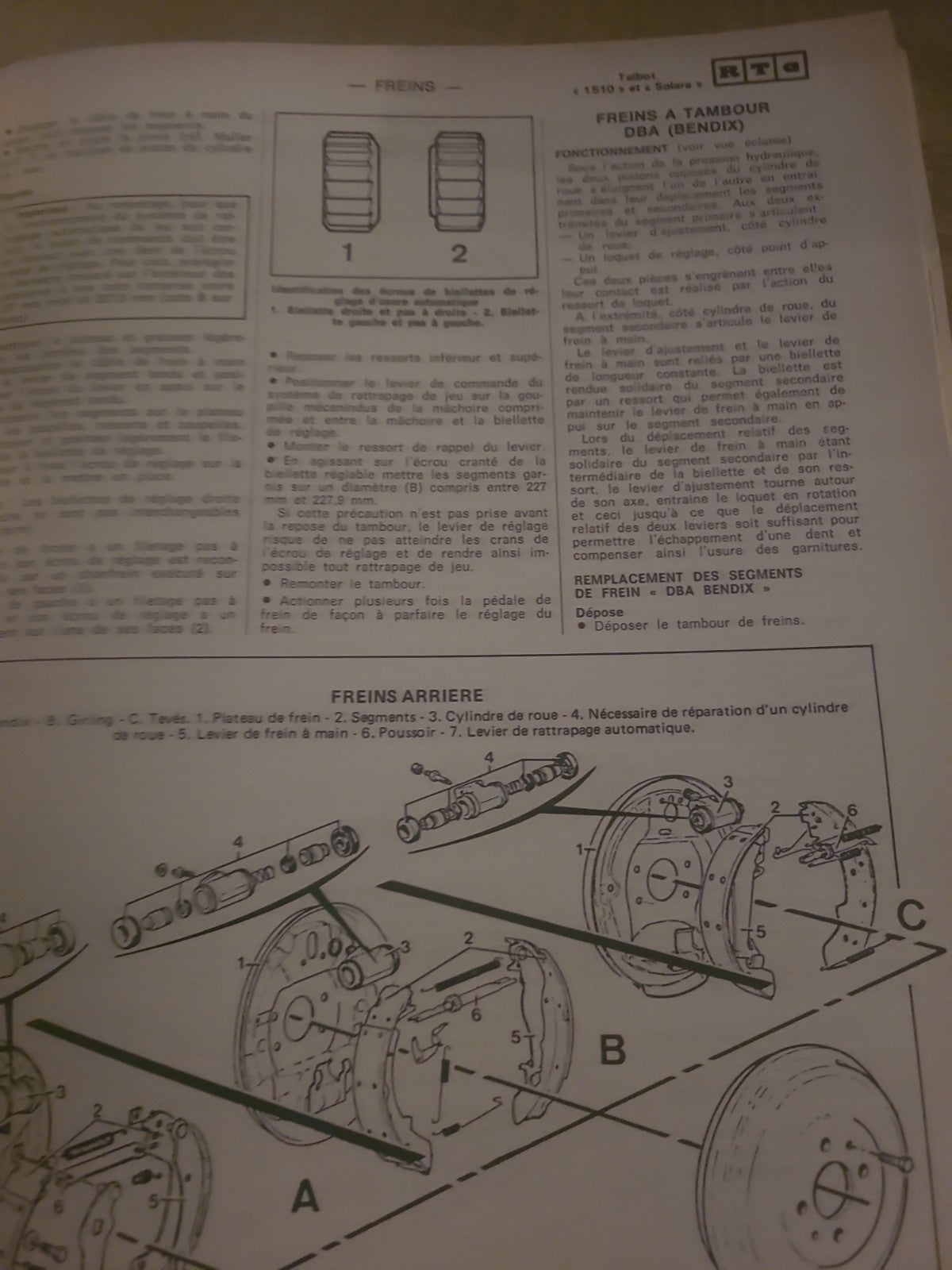 RTA Revue Technique Automobile Talbot 1510 Et Solara Livre Ancien 1980 (Liv243)