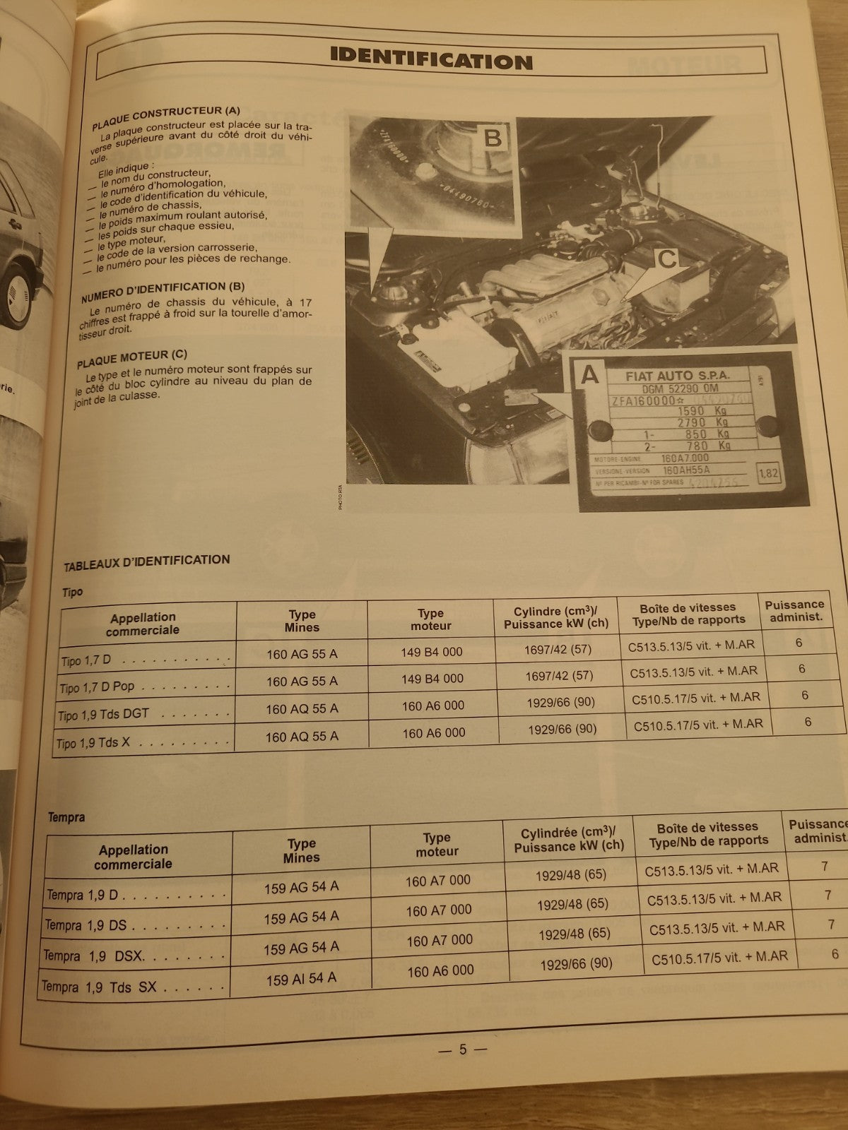 RTA Revue Technique Automobile Fiat Tipo Et Tempra Diesel 1991 (Liv196)
