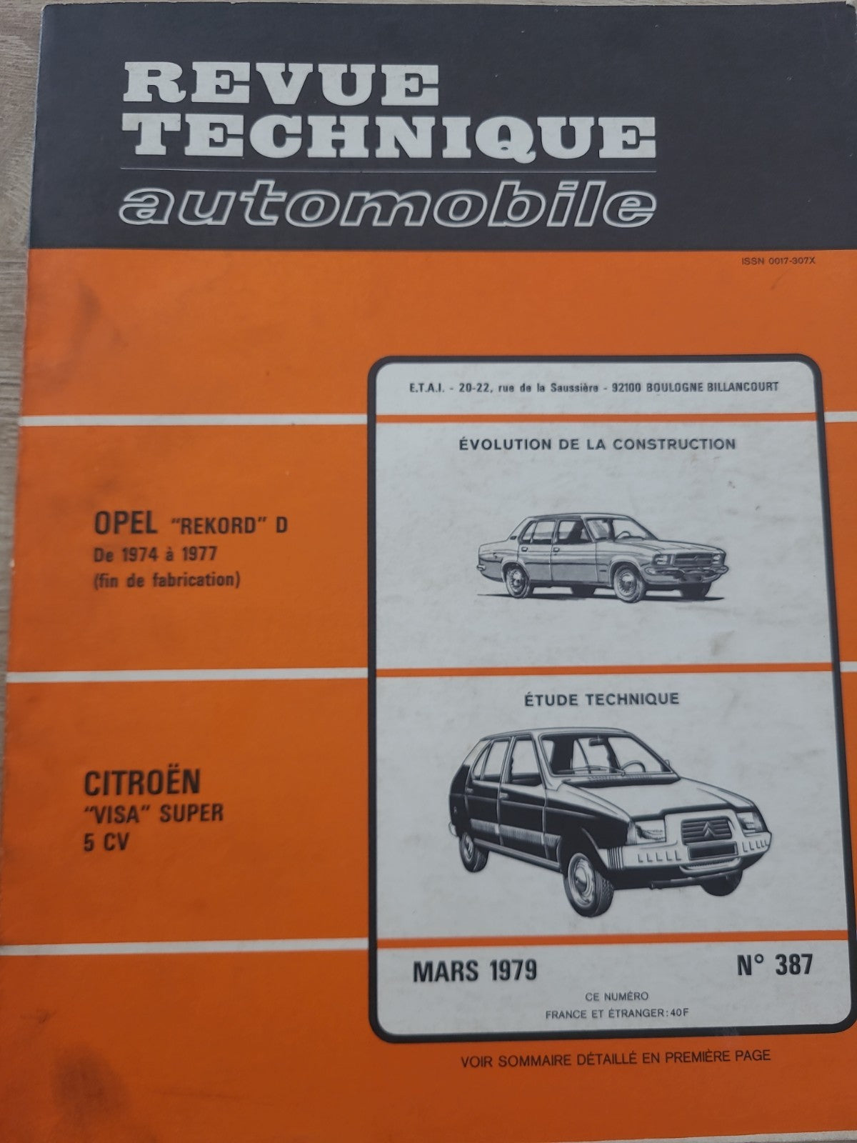 RTA Revue Technique Automobile Opel Rekord D 1979 (Liv228)