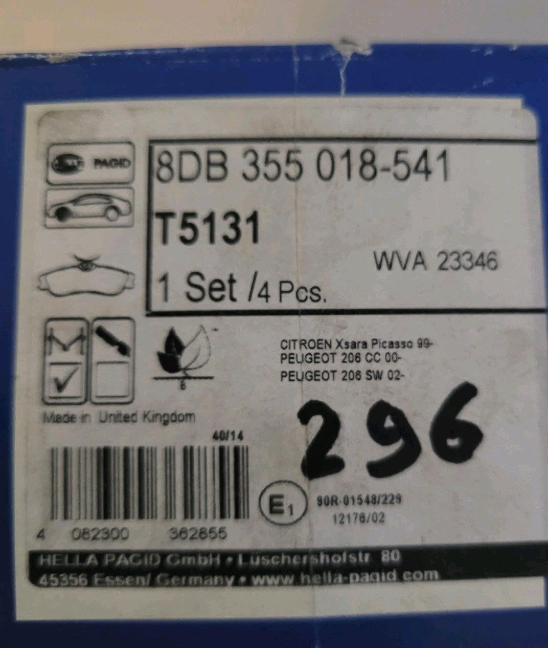 Jeu Plaquettes Av NEUF Peugeot Citroën Xsara Picasso 206 4082300362855 (#AUT296)