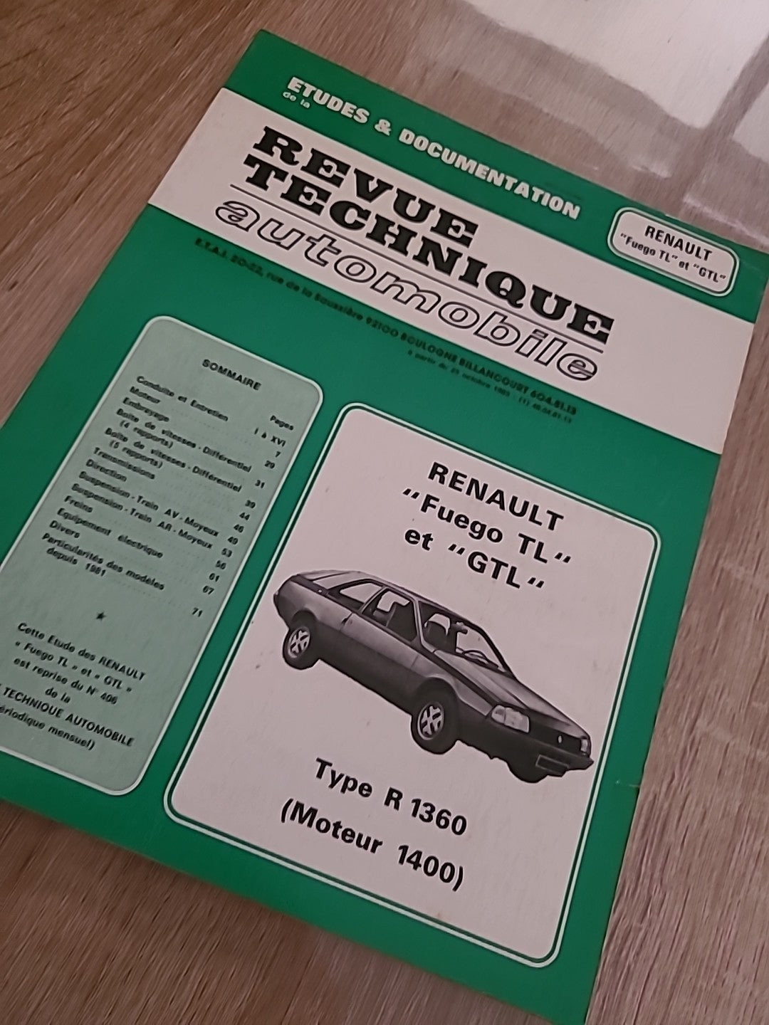 Revue Technique Renault FUEGO RTA de 90 pages (Liv34)
