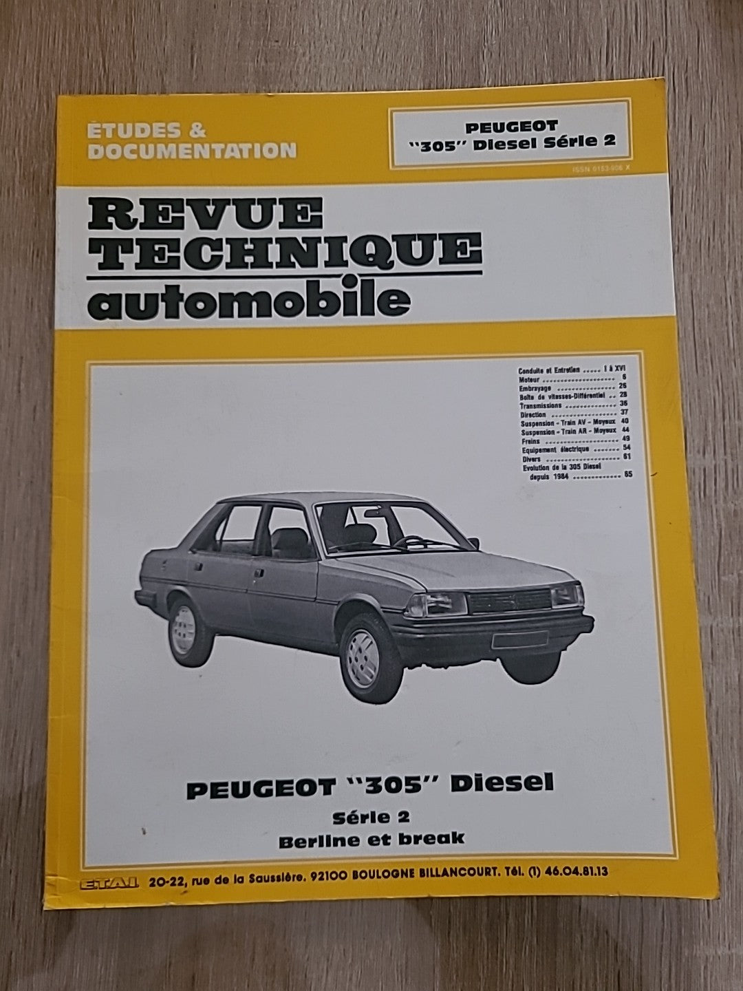 Revue Technique PEUGEOT 305 DIESEL PH2 RTA de 74 pages (Liv47)