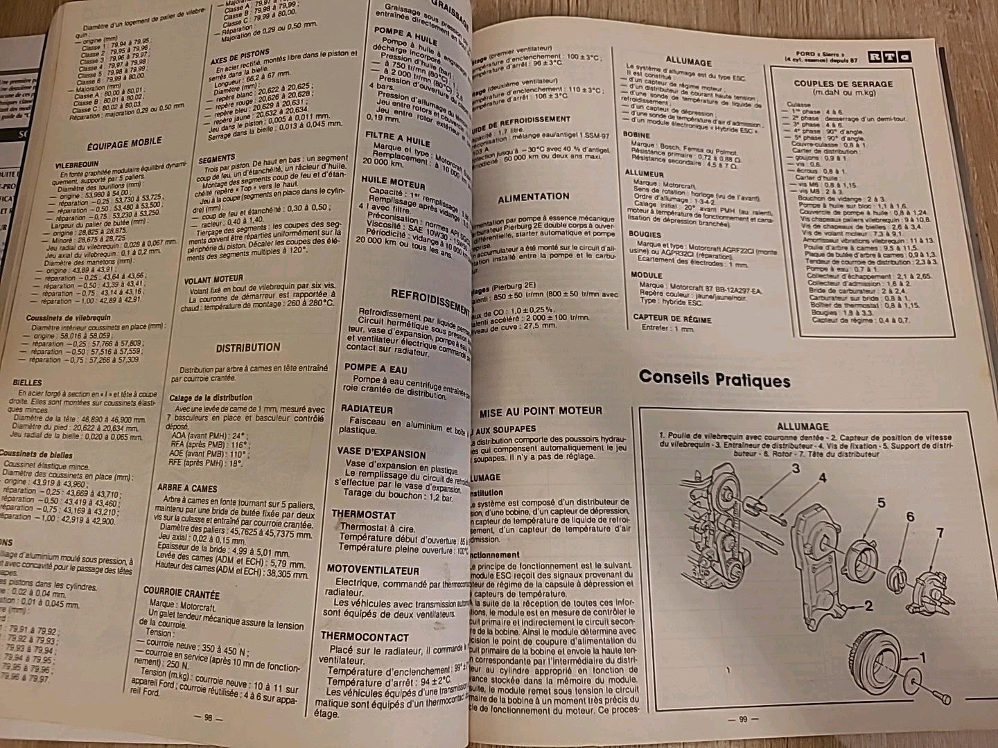 Revue Technique FORD SIERRA ESSENCE ET DIESEL RTA de + De150 pages (Liv18)