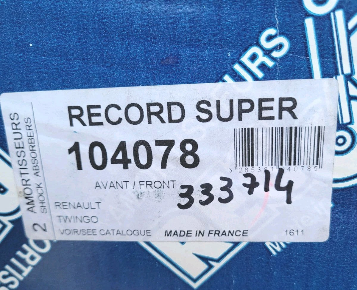 Paire D'amortisseurs Neufs Avant Renault Twingo Record 104078 333714 (#AUT214)