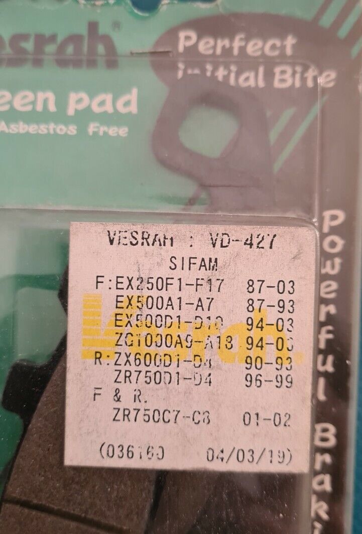 Plaquettes zx6 zr 750.. voir fiche détail sur photo 2 (code PE48)