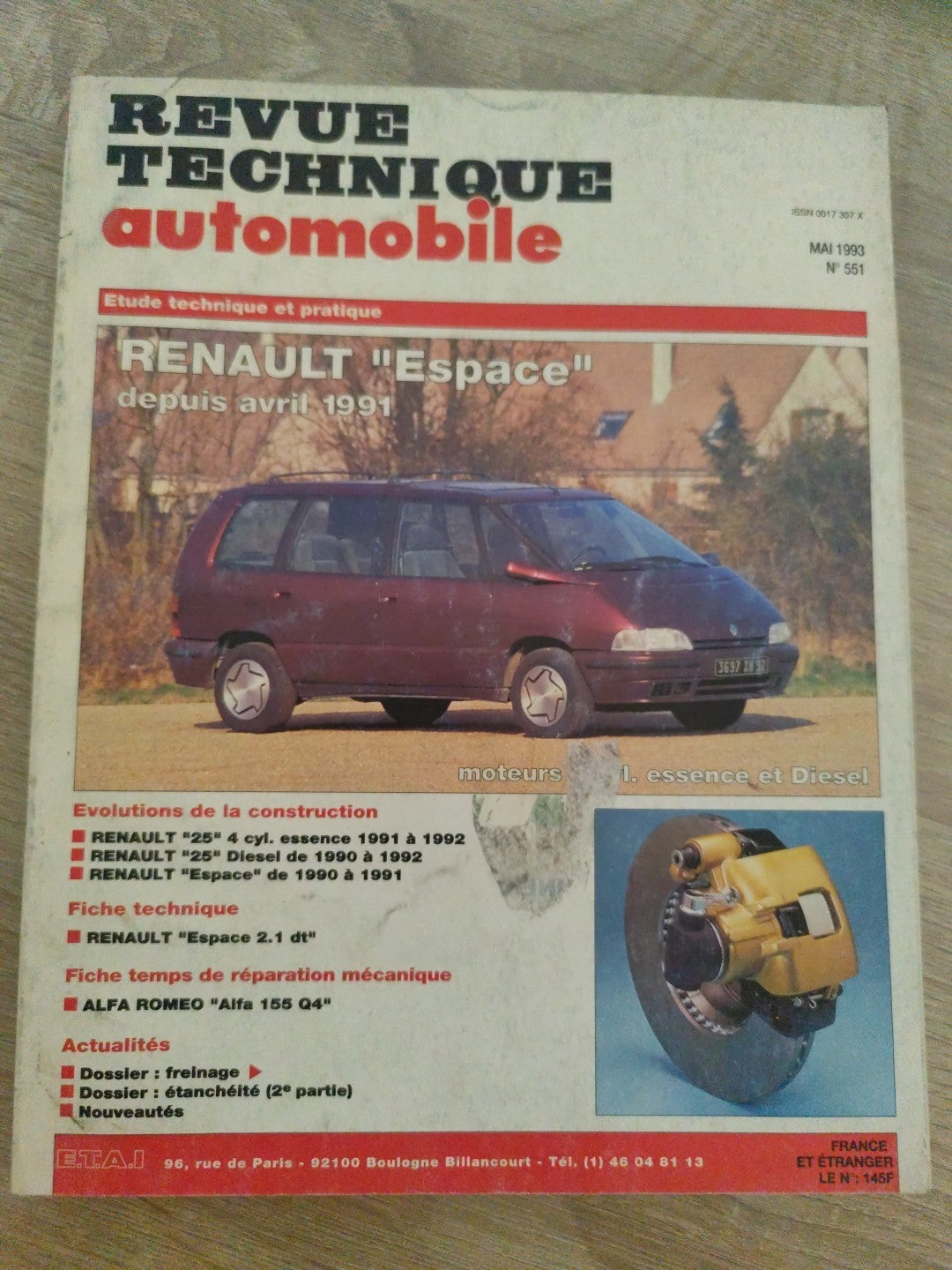Revue Technique Auto Renault Espace 1991 RTA  (Liv130)