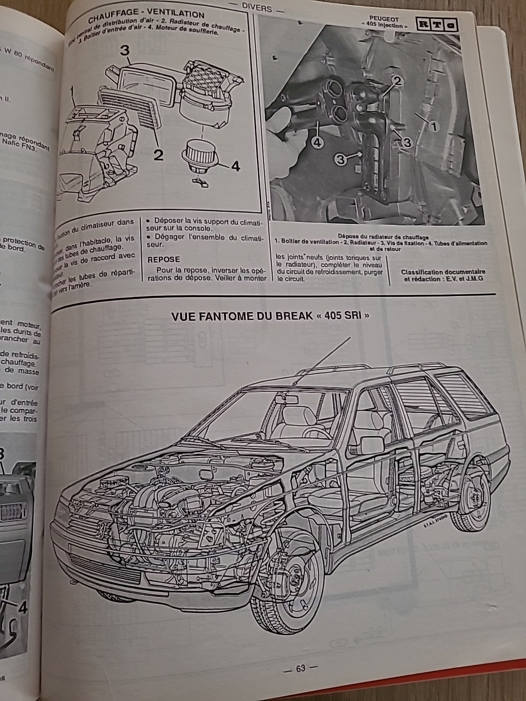 Revue Technique PEUGEOT 405 INJECTION MI16 ... RTA de 94 pages (Liv39)