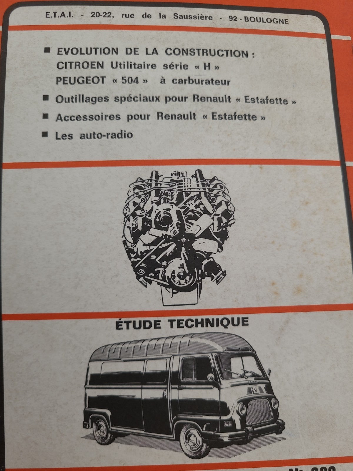 RTA Revue Technique Automobile Renault Estafette R2132 R2137 1971 (Liv160)