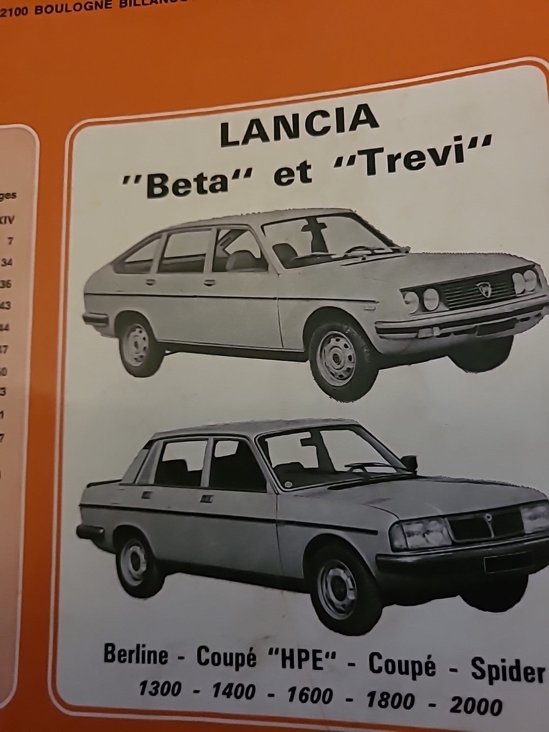 Revue Technique Auto LANCIA BETA TREVI RTA de 90 pages (Liv82)