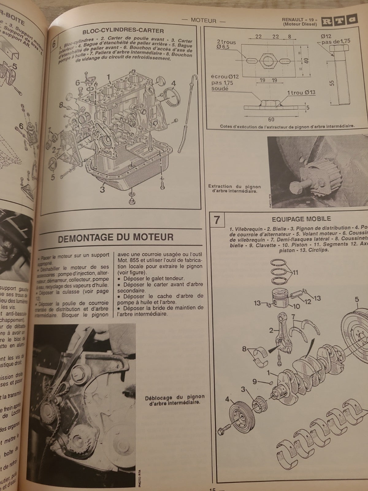 RTA Revue Technique Automobile Renault 19 Diesel 1990 (Liv213)