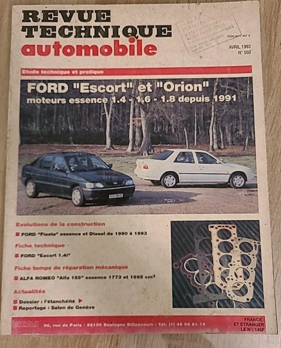 Revue Technique FORD ESCORT ORION 1.4 1.6 1.8  1991-  RTA de 182 pages (Liv23)