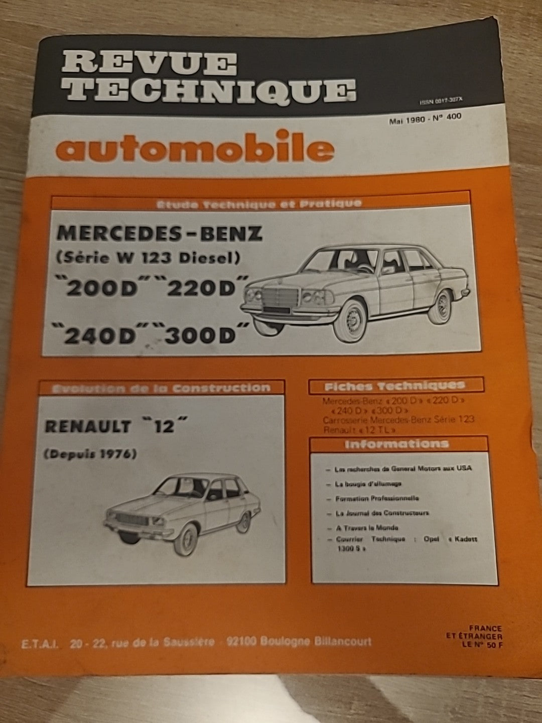 Revue Technique Auto Mercedes W123 Diesel RTA de 216 pages (Liv102)