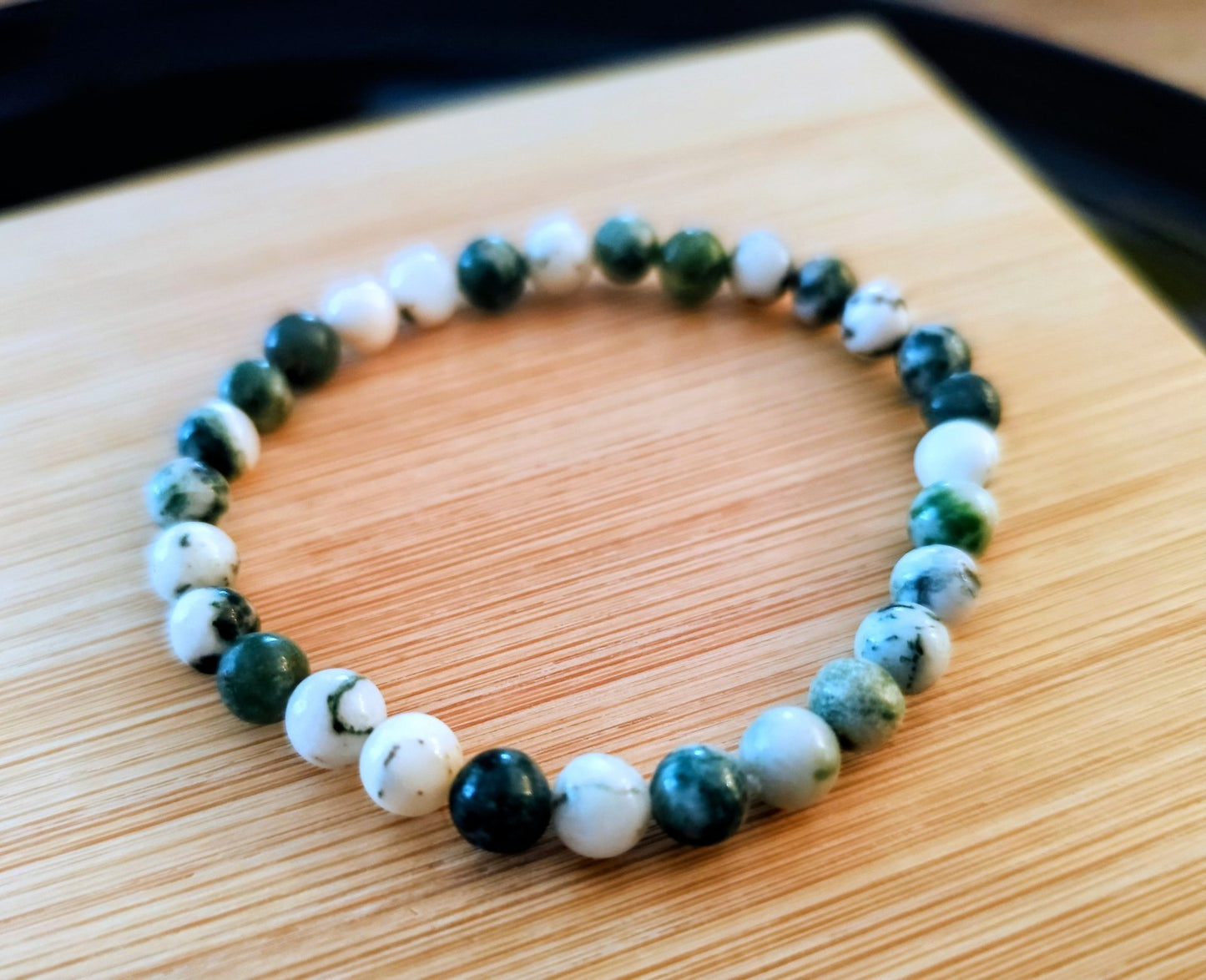 Bracelet Extensible Perles 6mm Agate Et Ambre (Min9)
