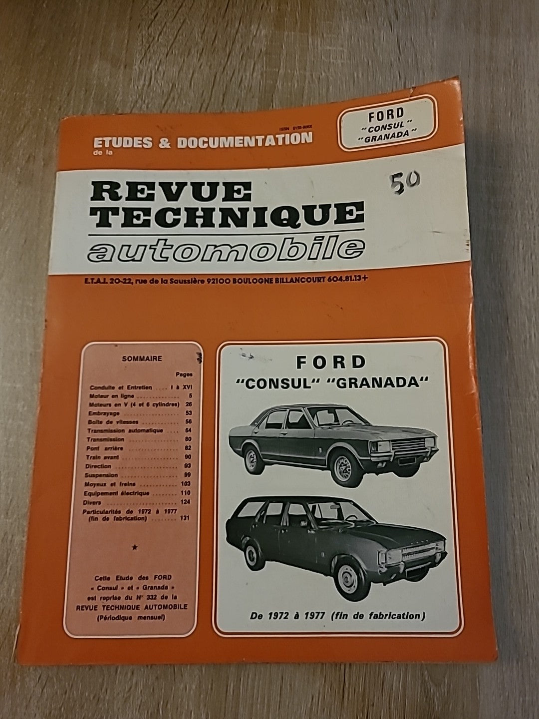 Revue Technique Auto FORD CONSUL GRANADA RTA de 151 pages (Liv77)