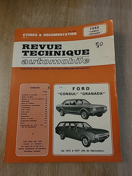 Revue Technique Auto FORD CONSUL GRANADA RTA de 151 pages (Liv77)