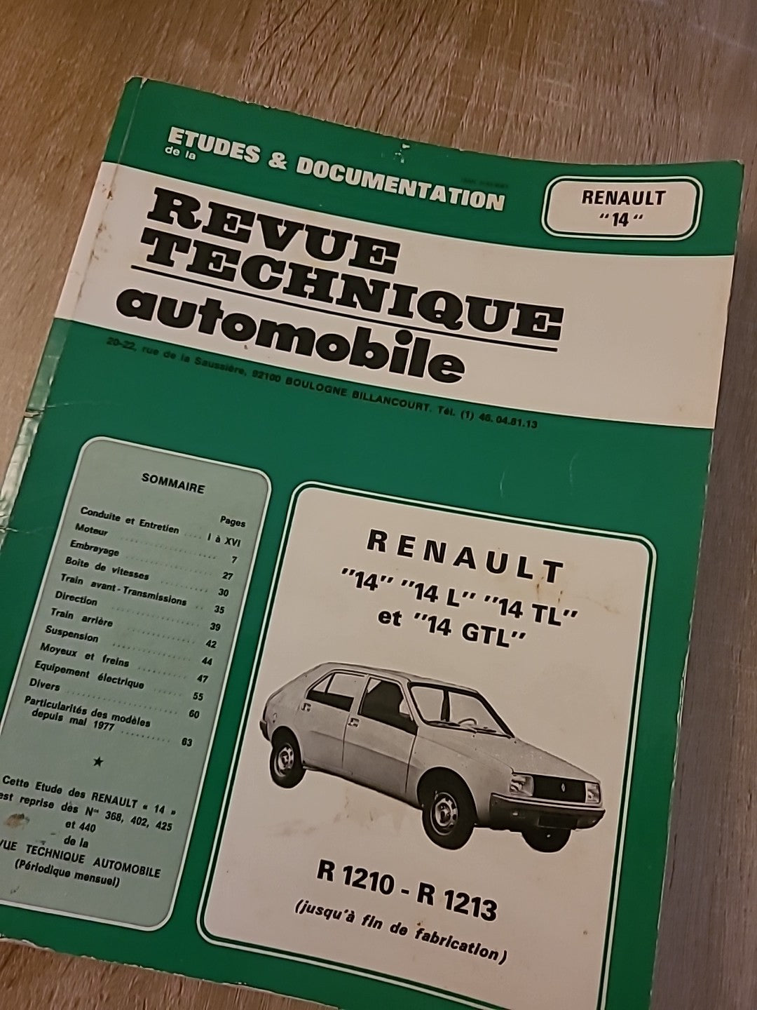 Revue Technique RENAULT 14 L TL GTL  RTA de 92 pages (Liv71)