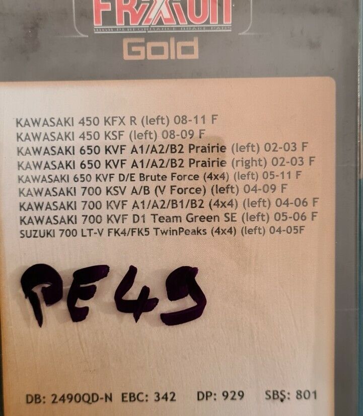 Plaquettes kfx kvf.. voir fiche détail sur photo 2 (code PE49)