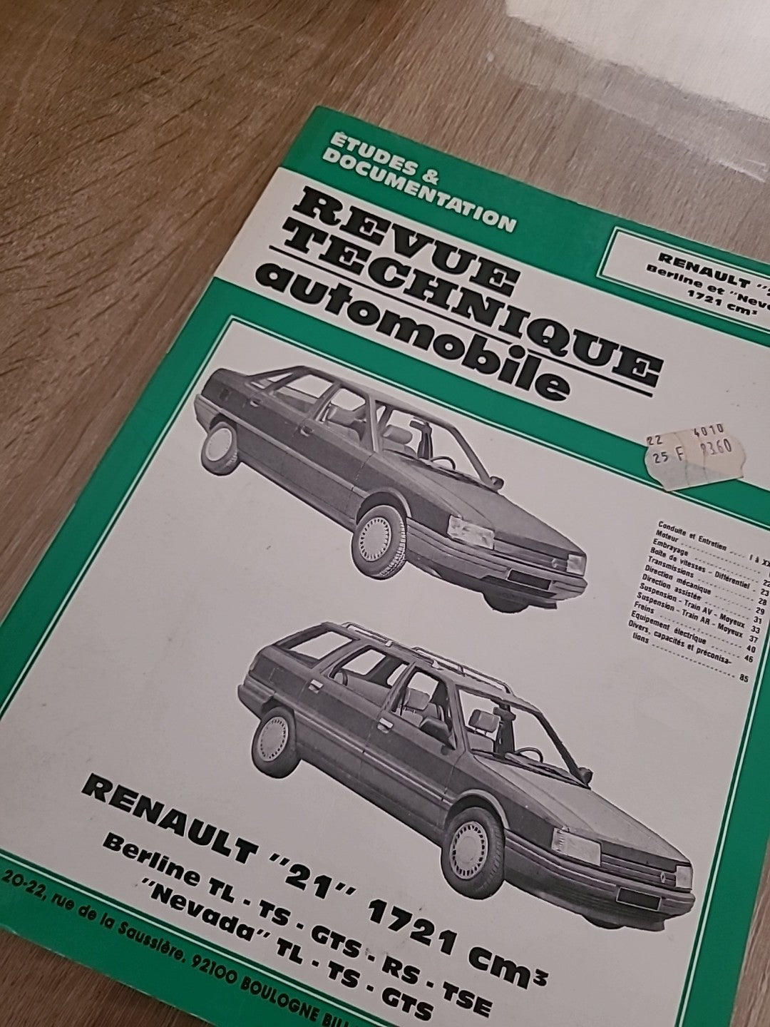 Revue Technique RENAULT 21 1721 Tl Ts   RTA de 86 pages (Liv43)