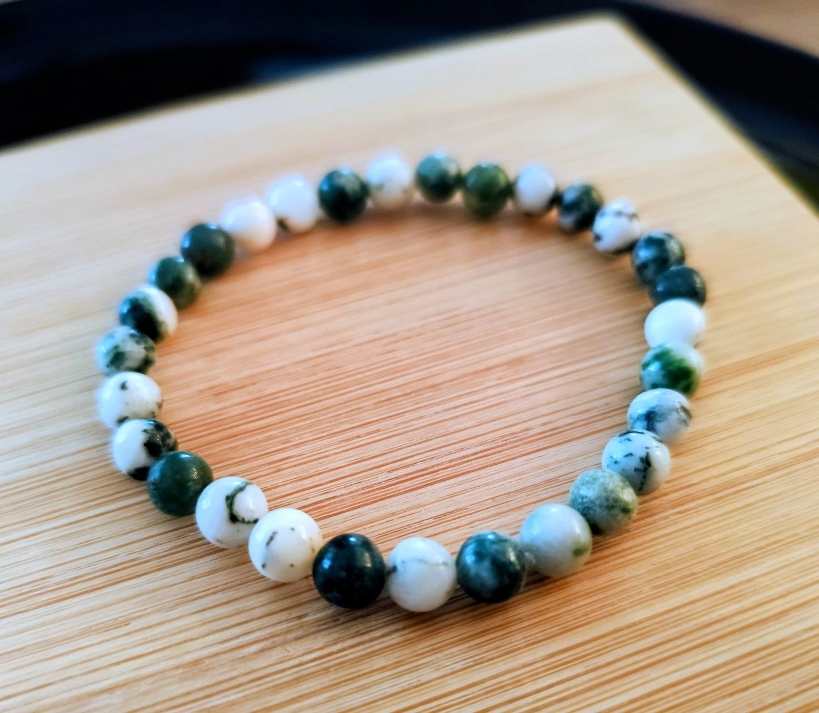 Bracelet Extensible Perles 6mm Agate Et Ambre (Min9)