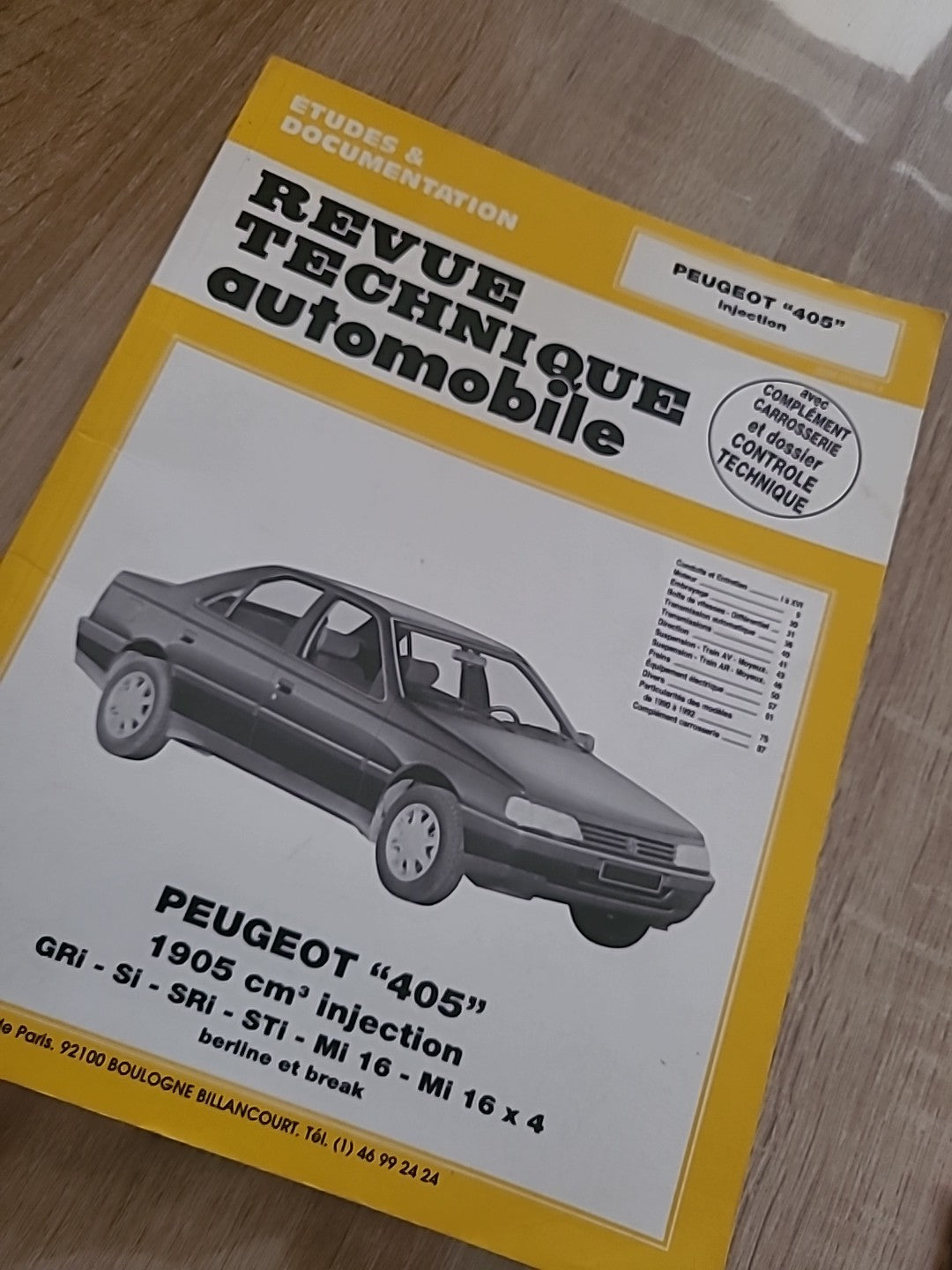 Revue Technique PEUGEOT 405 INJECTION MI16 ... RTA de 94 pages (Liv39)