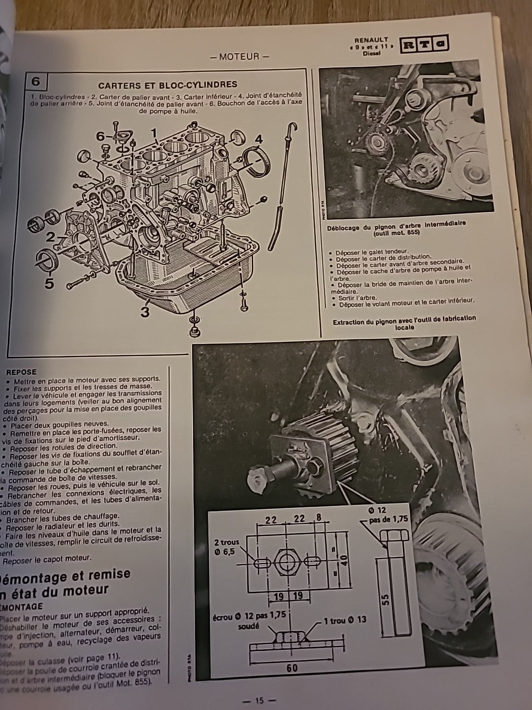 Revue Technique RENAULT 9 Et 11 Diesel RTA de 70 pages (Liv73)