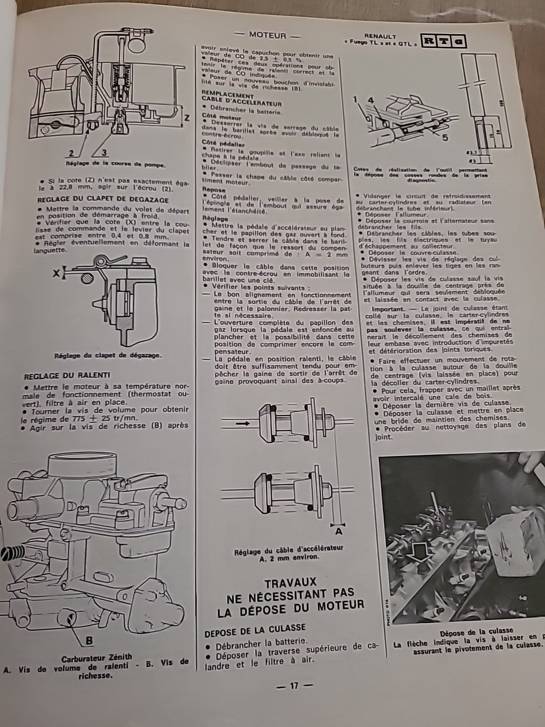Revue Technique Renault FUEGO RTA de 90 pages (Liv34)