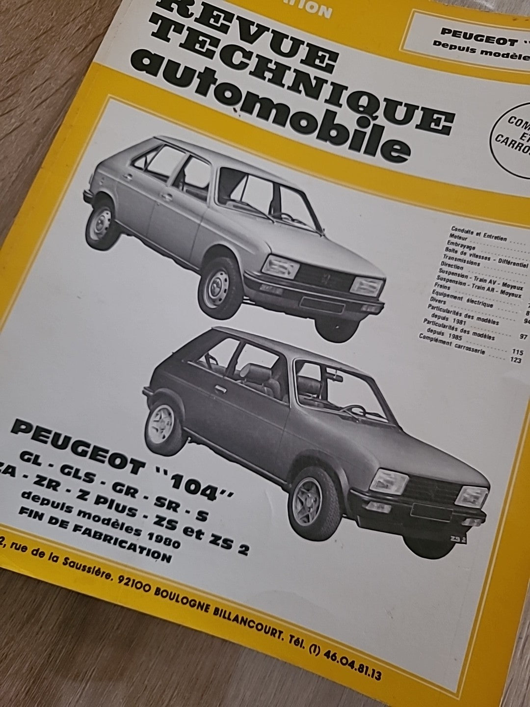 Revue Technique PEUGEOT 104 RTA de 129 pages (Liv29)