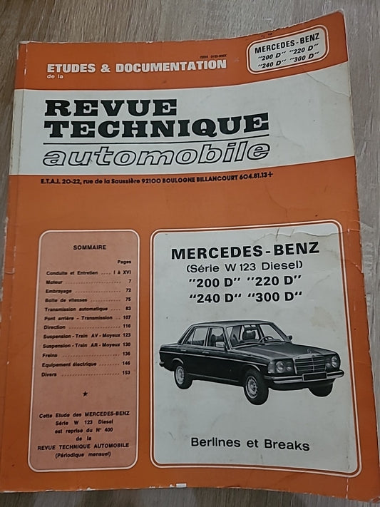 Revue Technique MERCEDES W123 DIESEL RTA de 157 pages (Liv45)