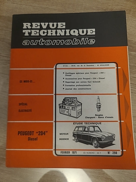 Revue Technique Auto Peugeot 204 Diesel RTA de 102 pages (Liv97)