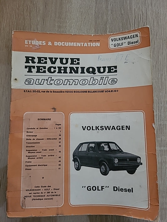 Revue Technique GOLF 1 DIESEL de 66 pages (Liv51)