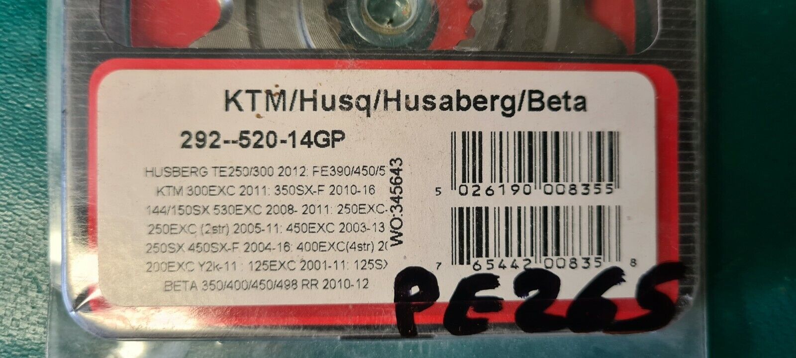 Pignon Renthal KTM Husqvarna husaberg beta(code PE265)