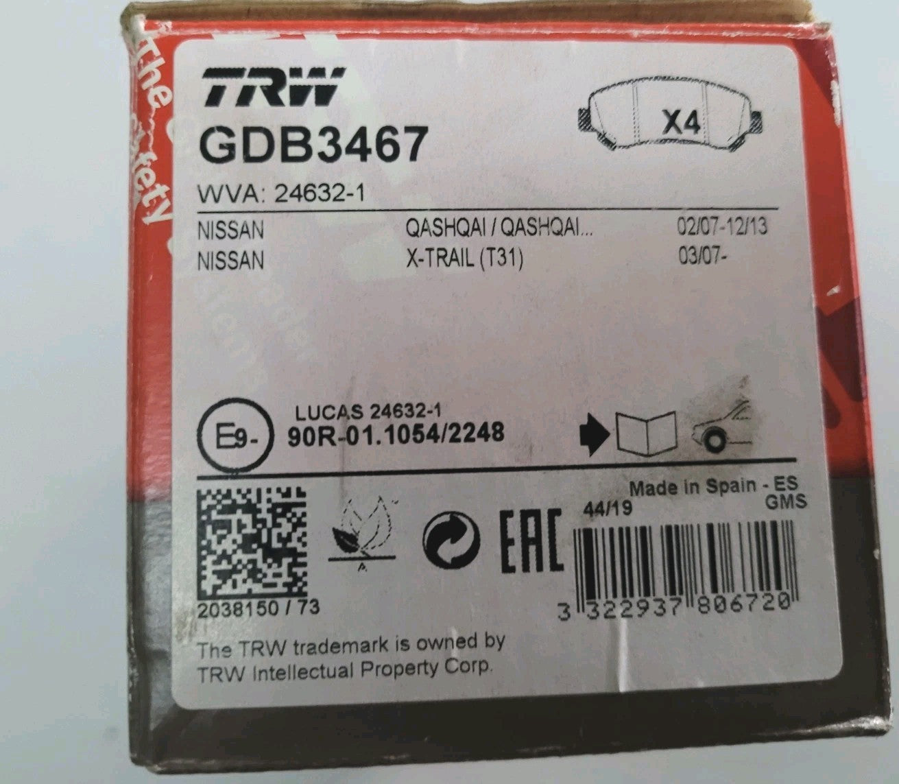 Jeu De Plaquettes TRW Nissan Qashqai X-Trail GDB3467 (#AUT117)