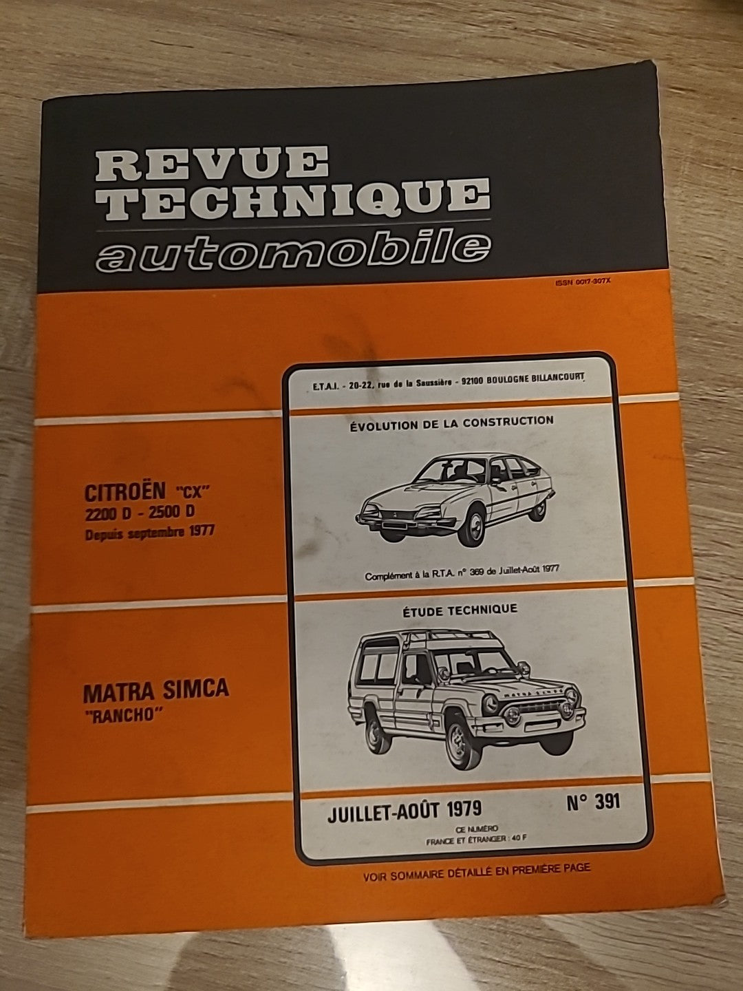 Revue Technique Auto Citroën CX Diesel Matra Rancho RTA de 140 pages (Liv108)