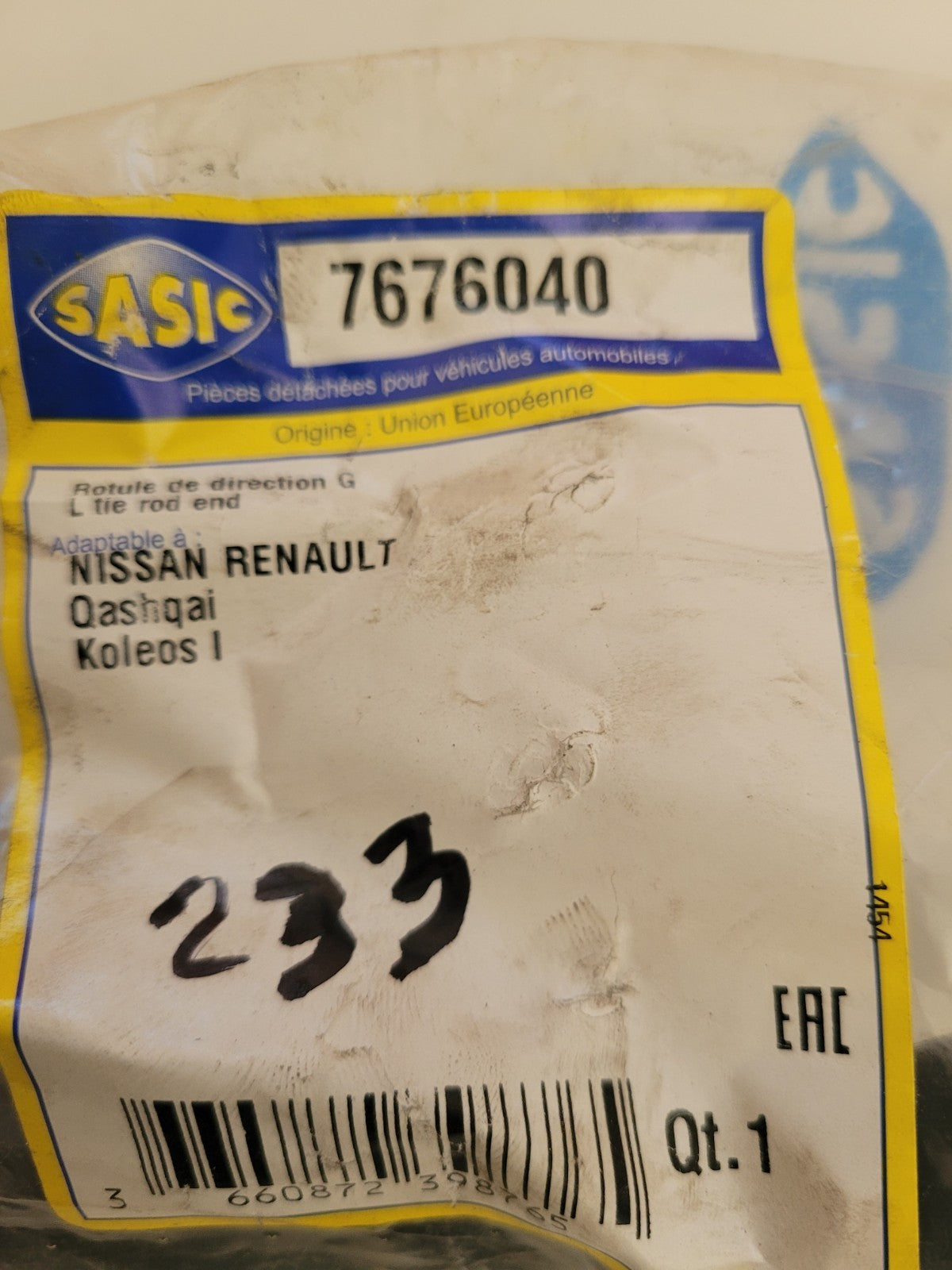 Rotule De Direction NEUF Nissan Qashqai 7676040 GAUCHE 48647JD01A (#AUT233)