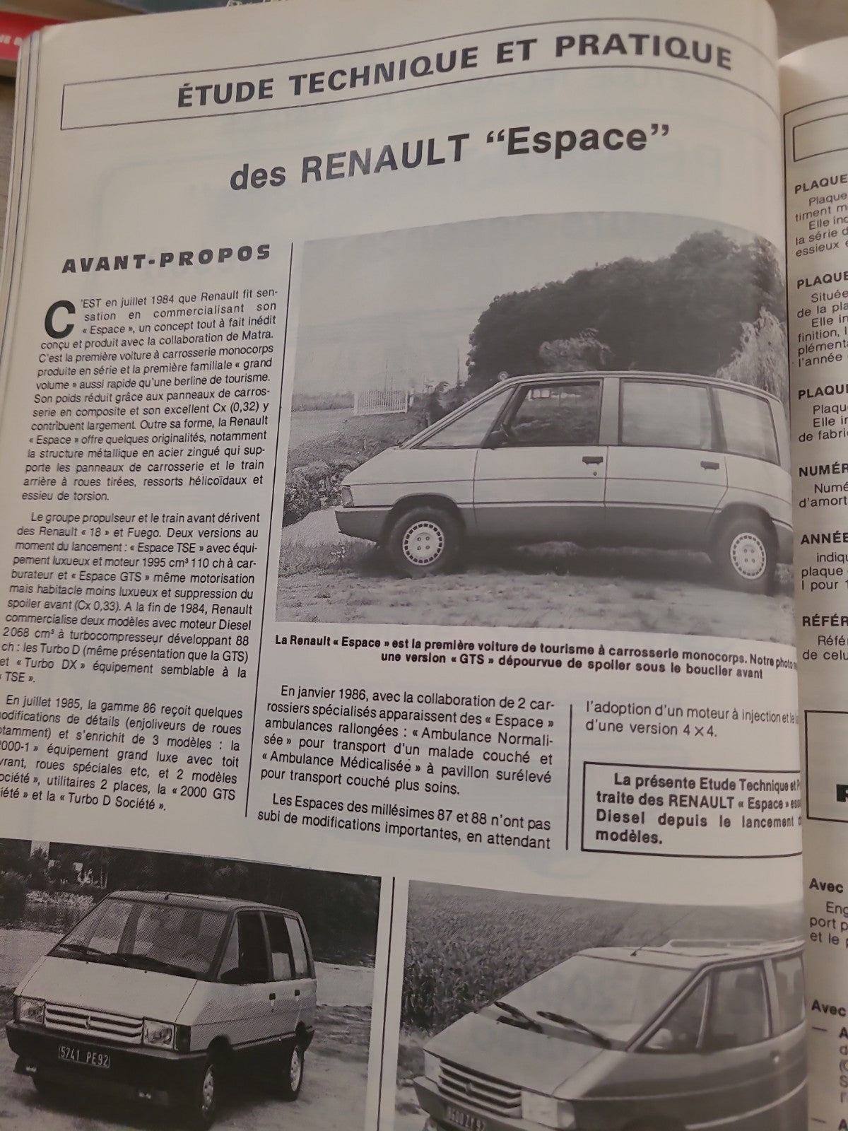 RTA Revue Technique Automobile Renault Espace Essence Et Diesel 1987 (Liv192)