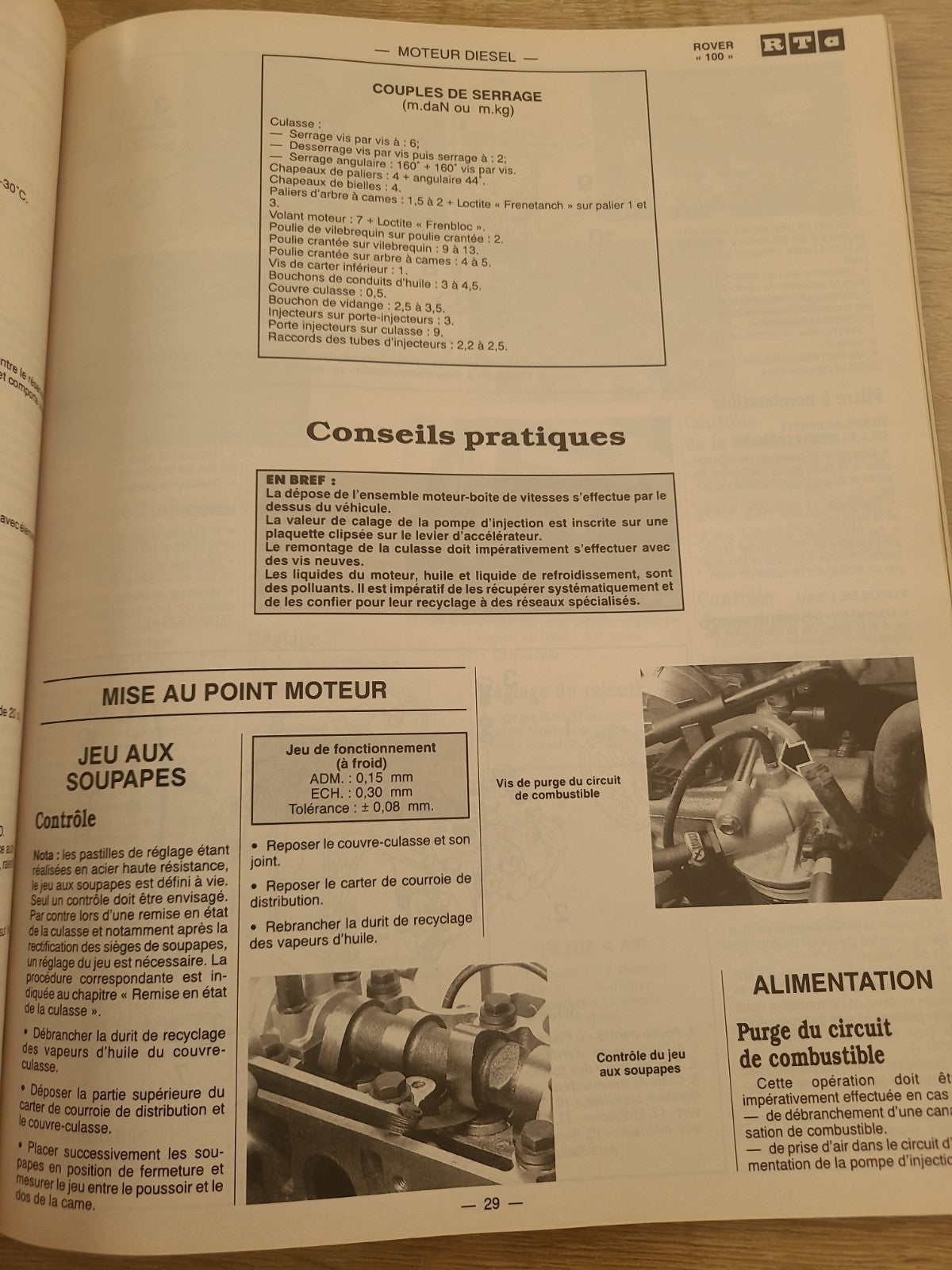 RTA Revue Technique Automobile Rover Série 100 1993 (Liv179)