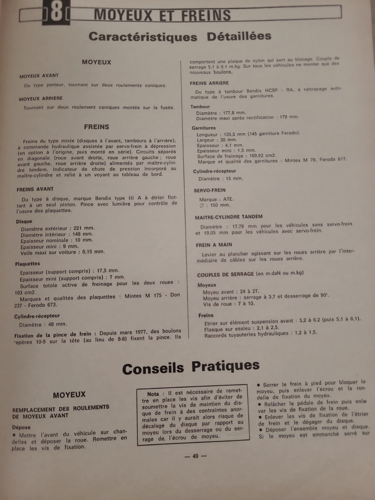 RTA Revue Technique Automobile Citroën GS Fiat 128 Renault 6 1977 (Liv229)