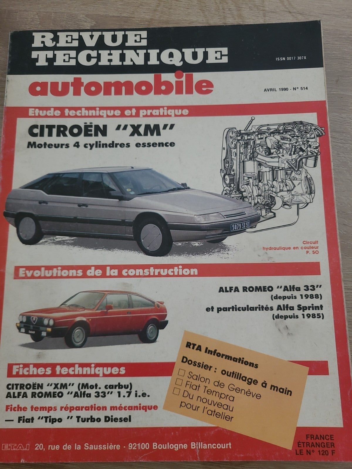 RTA Revue Technique Automobile Citroën XM Essence 1990 (Liv181)