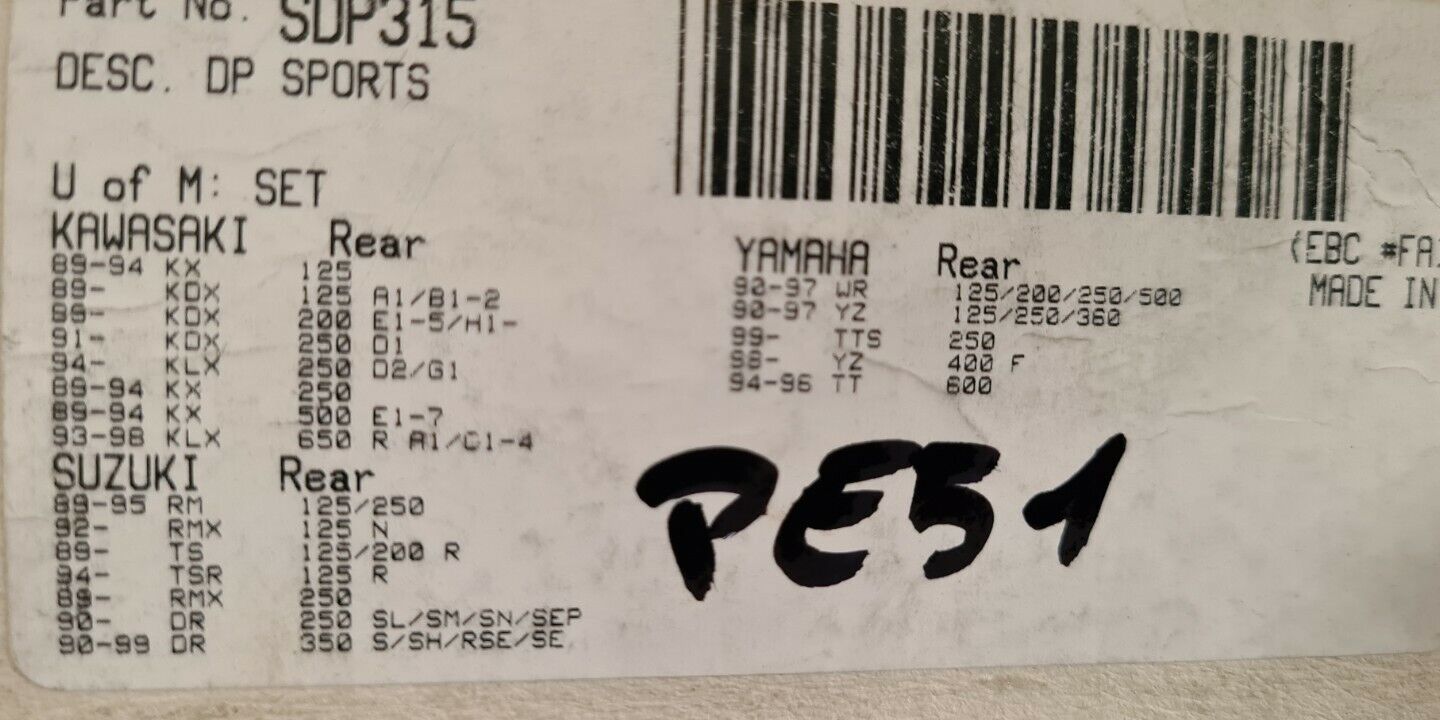 Plaquettes wr yz kx rm.. voir fiche détail sur photo 2 (code PE51)