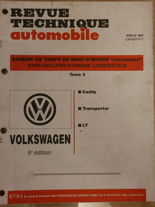 Baremes Temps Revue Technique Automobile VOLKSWAGEN Collector 1999  (Liv154)