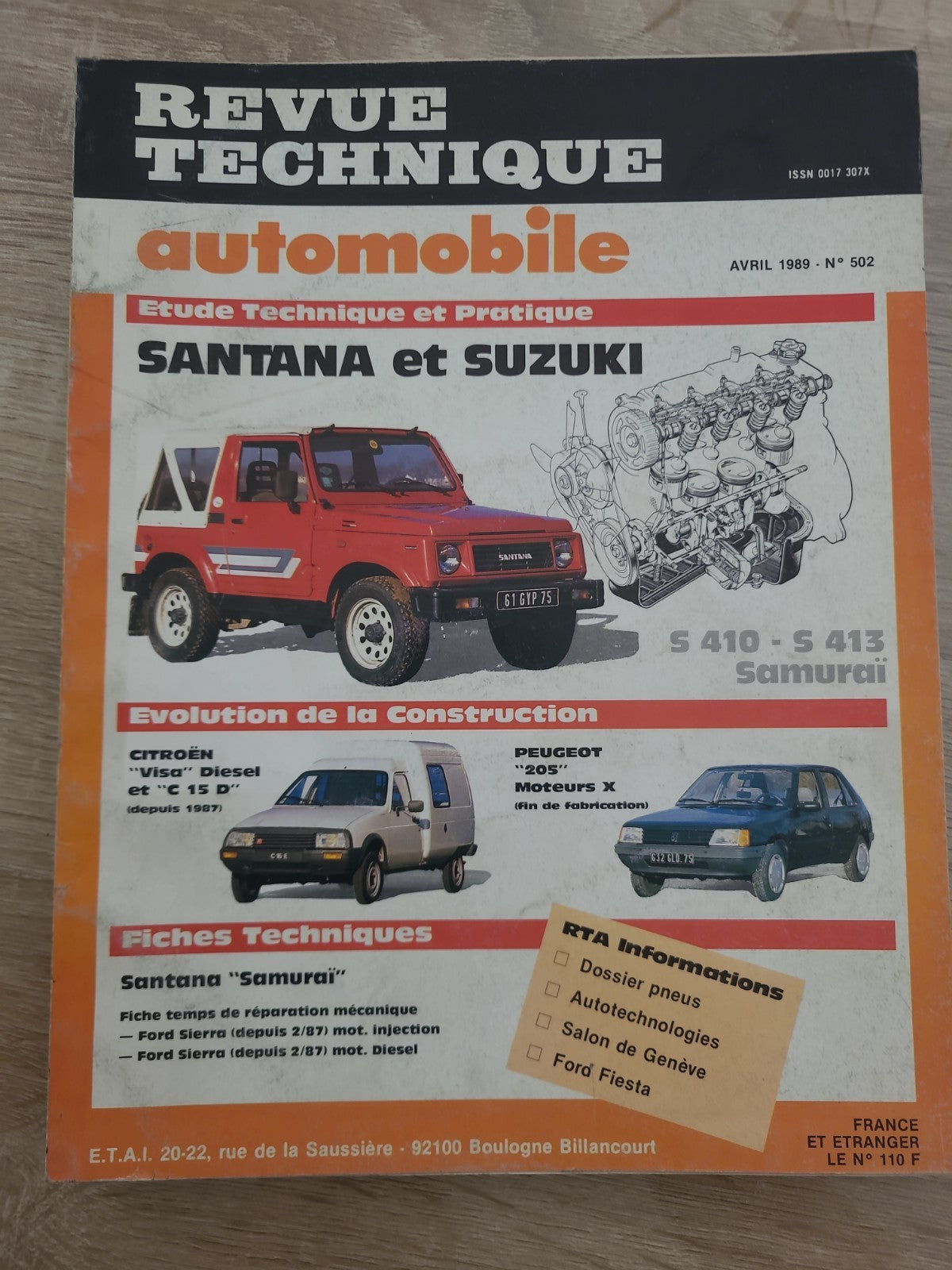 Revue Technique Auto Santana Et Suzuki S410 S 413 Samurai RTA  (Liv135)