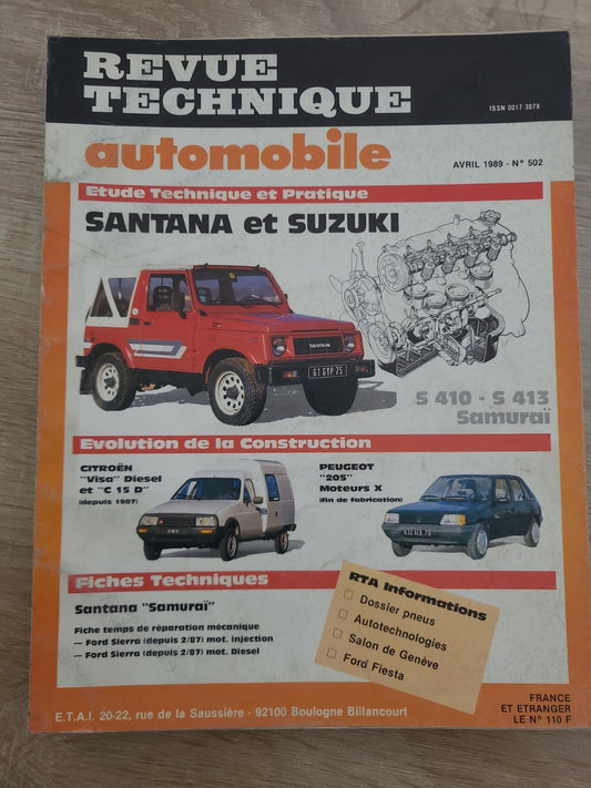 Revue Technique Auto Santana Et Suzuki S410 S 413 Samurai RTA  (Liv135)